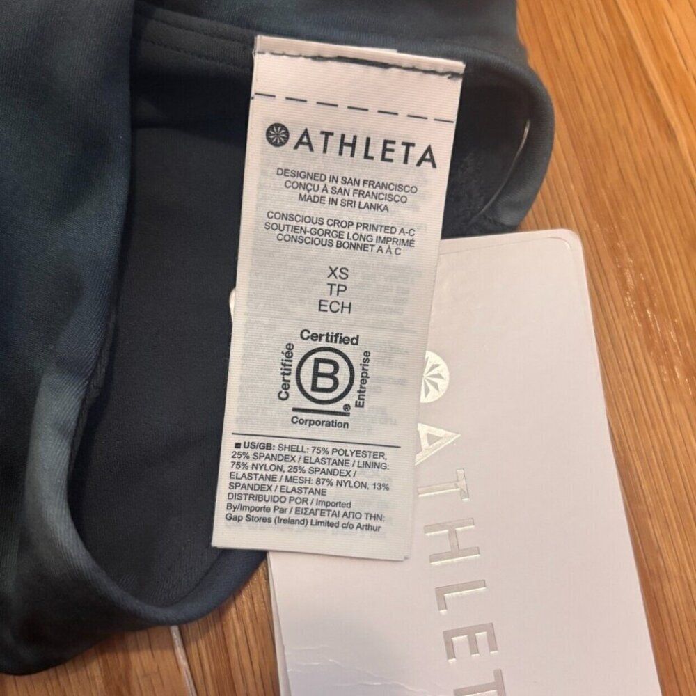 Athleta Womens XS Conscious Crop Printed A-C Top Blue/Green NEW WITH TAGS - Picture 5 of 7